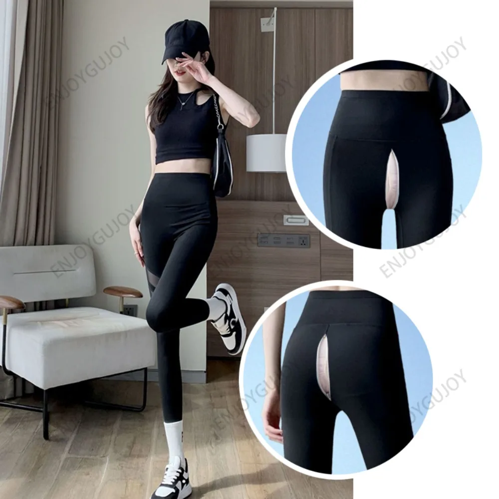 Invisible Crotch Leggings for Female, High Waist Slim Legs, Slim Yoga Pants, Seamless, Hip Lift, Open, Outdoor Sex