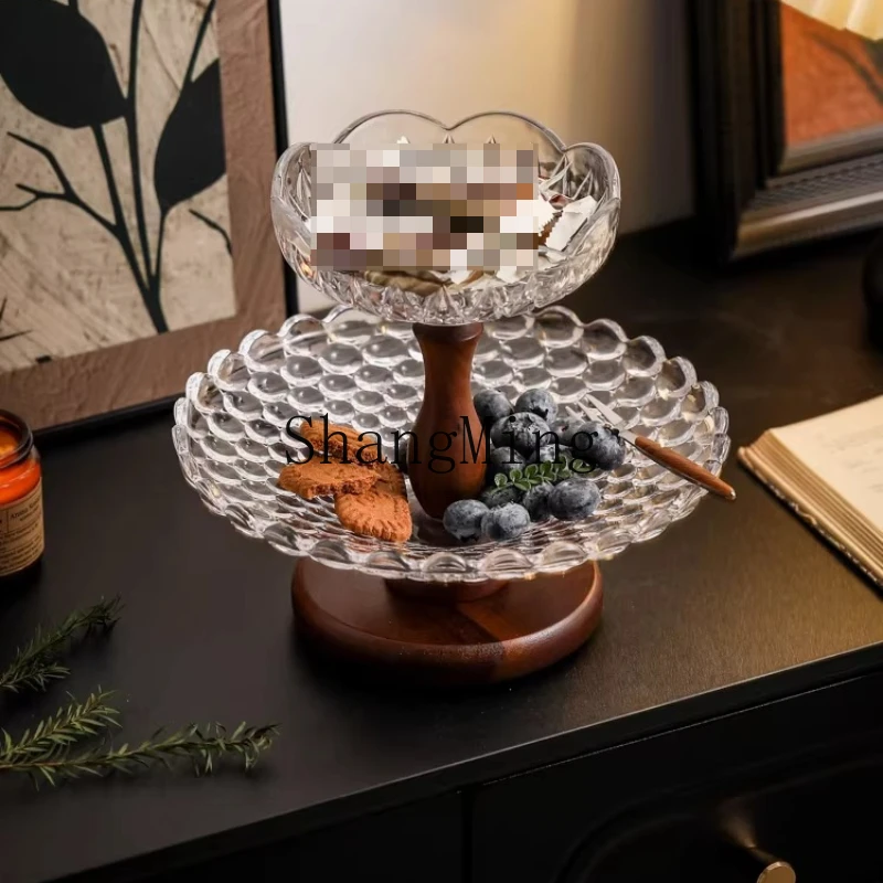 

FG multi-layer glass fruit plate, living room coffee table decoration, snack storage plate, medieval ornament