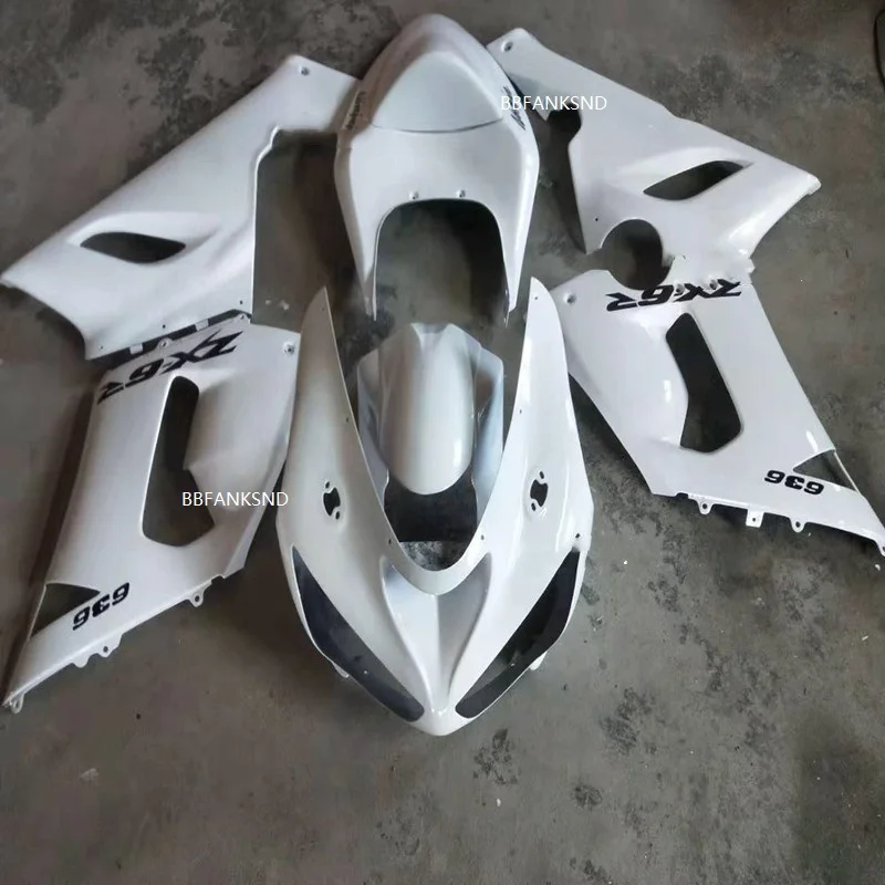 

Cool Motorcycle Fairing Kit for KAWASAKI Ninja ZX6R 636 05 06 ZX 6R ABS Complete white Fairings set 2005 2006 ZX6R