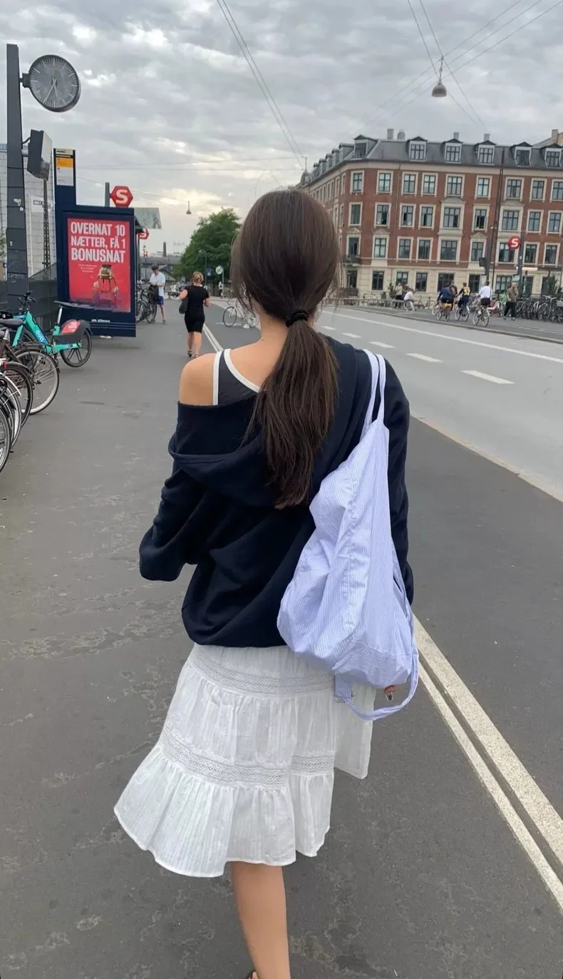 Gonna bianca elastica dimagrante f Gonna a trapezio casual in cotone a vita alta dolce Sle Donna Faion Autunno Nuovo arrivo