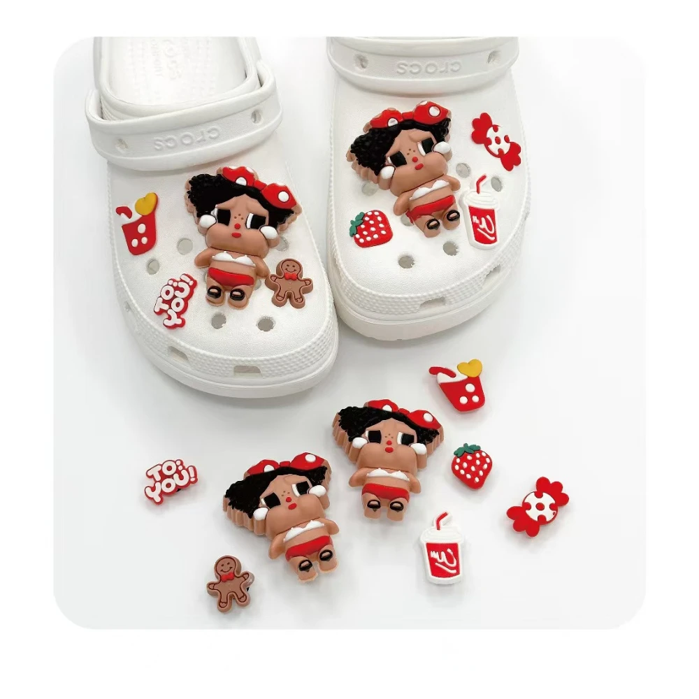 European and American new hole shoes DIY accessories 3D gingerbread crying baby series Mary Jane ballet shoe flower