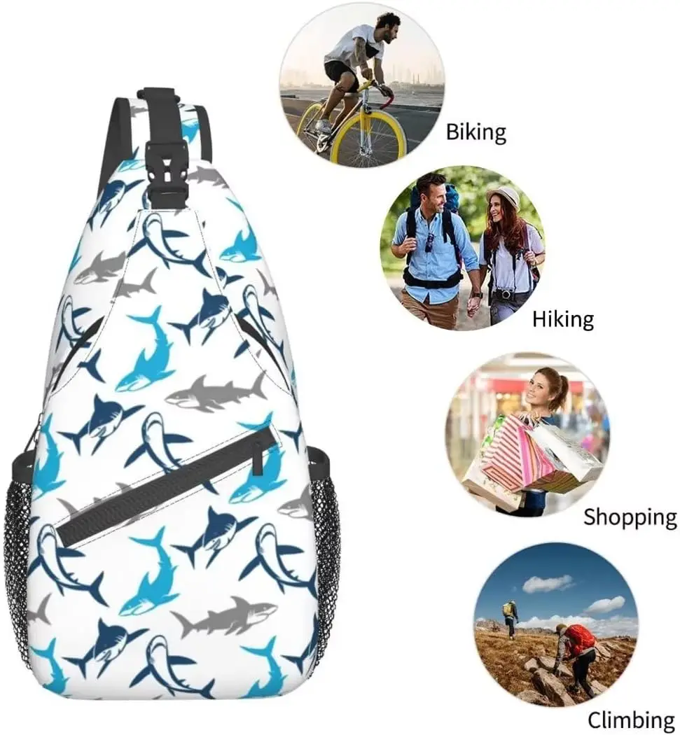 Abstract Shark Silhouetten Gym Sport Reizen Wandelen Dagrugzak Leuke Dierenprint Borsttas Schoudertas voor Dames Heren