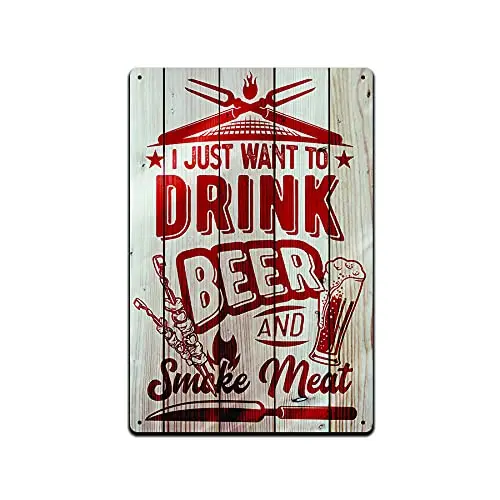 JP's Parcels Tin Signs for Backyard Patio Décor - Metal Sign for Camp Fire Bonfire Firepit or Camping 12 x 8 in. I Just Want