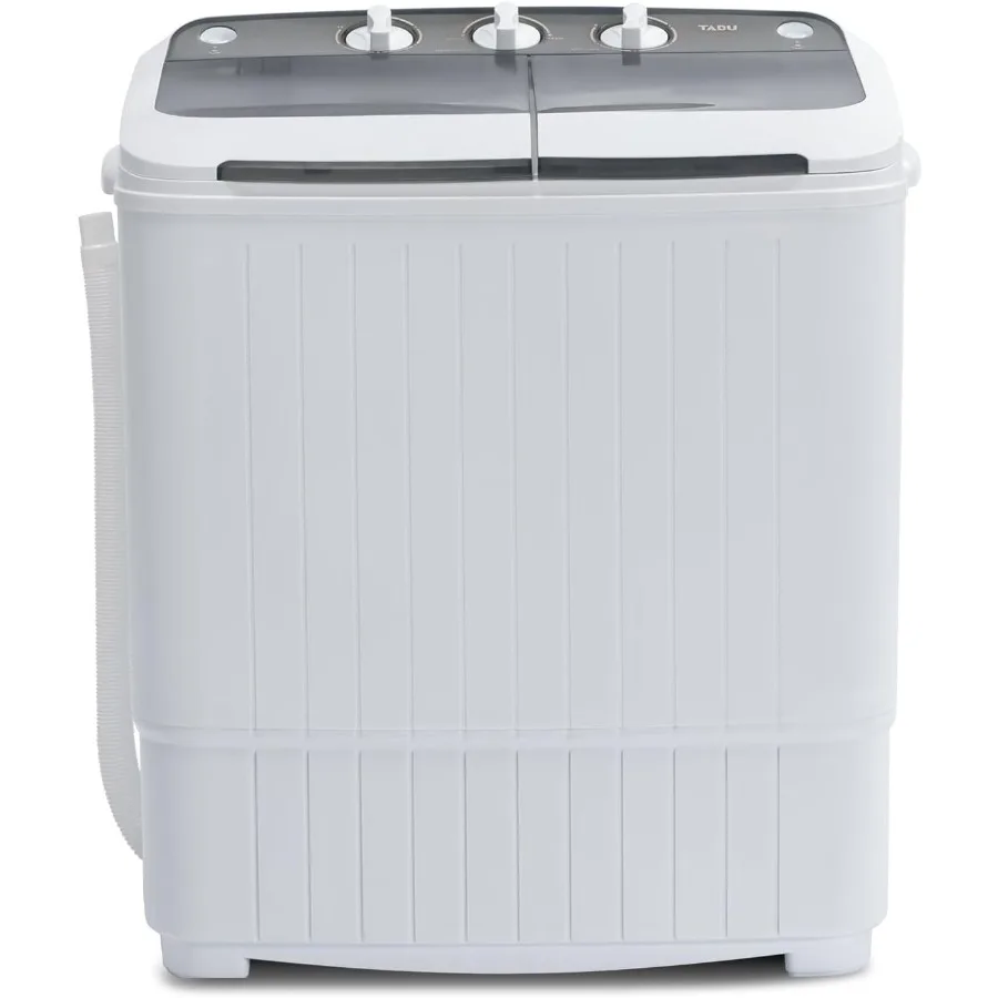 Mesin Cuci Mini Portable Twin Tub 16.5lbs, Mesin Cuci Semi Otomatis Kompak dengan Pengering, Mesin Cuci Portable Top Load untuk Asrama A