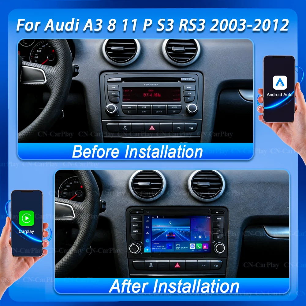 For Audi A3 8 11 P S3 2003-2012 Rs3 Sportback Wireless Carplay Autoradio 2din Android 16 Car Multimedia Player Gps Navigation 5g