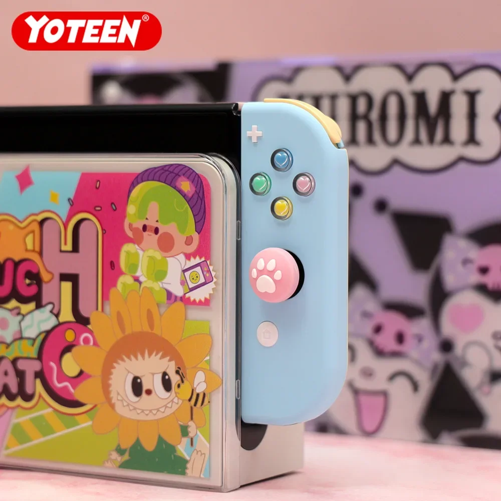 

Yoteen Cute Crystal DIY Button for Nintendo Switch Joy-con with Joystick Caps Heartshaped Replacement ABXY Direction Buttons