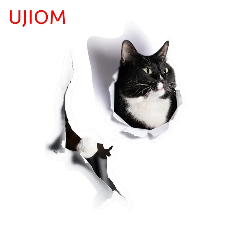 UJIOM Funny Cat Crack Wall Sticker Occlusion Scratch Anime Decal Creative Cute Bathroom Windshield Furniture Stickers For Kids