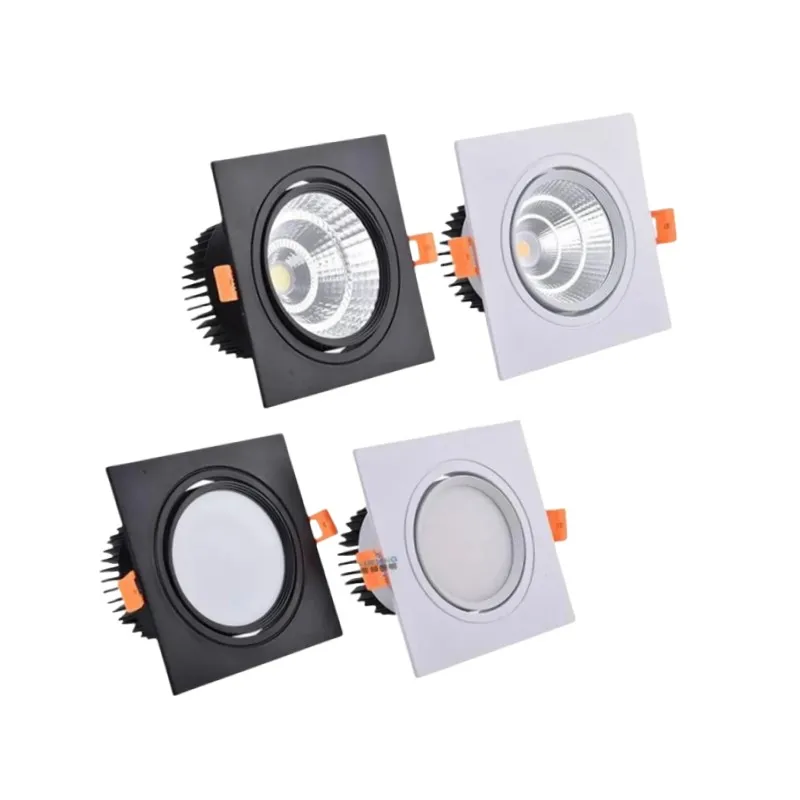 Square Bright Recessed white black LED Dimmable Downlight COB7W 9W 12W 15W18W 24W LED Spot light  Ceiling Lamp AC85-265V