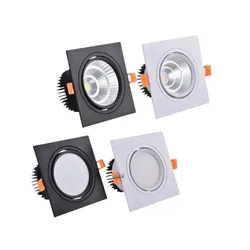 Quadrado brilhante recesso branco preto led regulável downlight cob7w 9w 12 1518w 24 led spot light lâmpada do teto AC85-265V