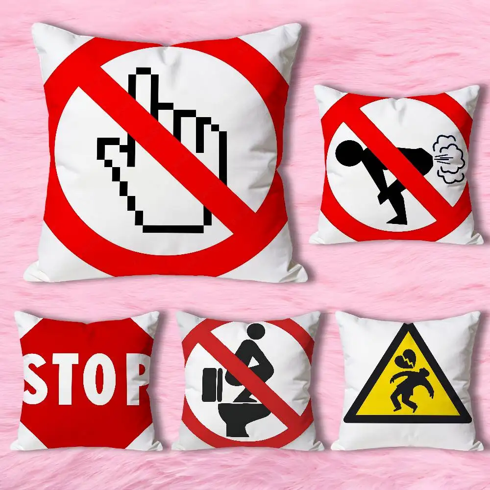 

Warning Icon Danger Banning Various Sizes Square Pillow Case For Car Home Bedchamber Decor Custom Valentine gift
