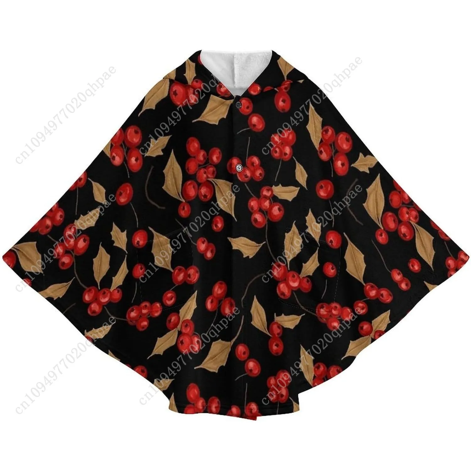 سترة بطانية مريحة من الفلانيل، هوديي كبير الحجم باللون الأحمر مع جيوب للأطفال والمراهقين #4