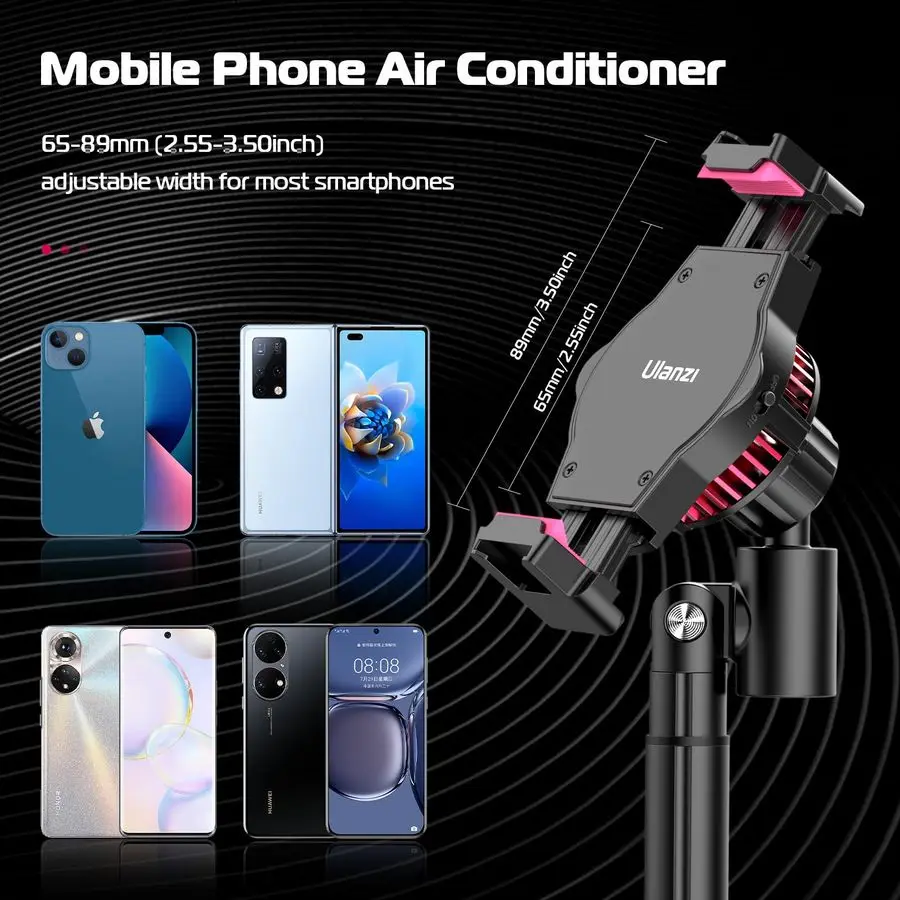 SK06 Cell Phone Stand with Phone Cooler, Desktop Phone Live Streaming Solution with Phone Cooling Fan, Height Adjustable Phone C