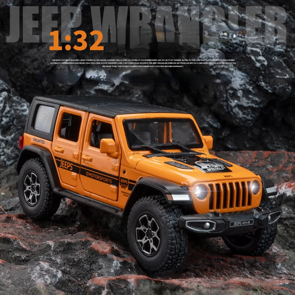 1:32 Jeep wrangler Simulation Toy Vehicles Model Sound and light Shock Absorbers Alloy Children Toys Collection Gift A905