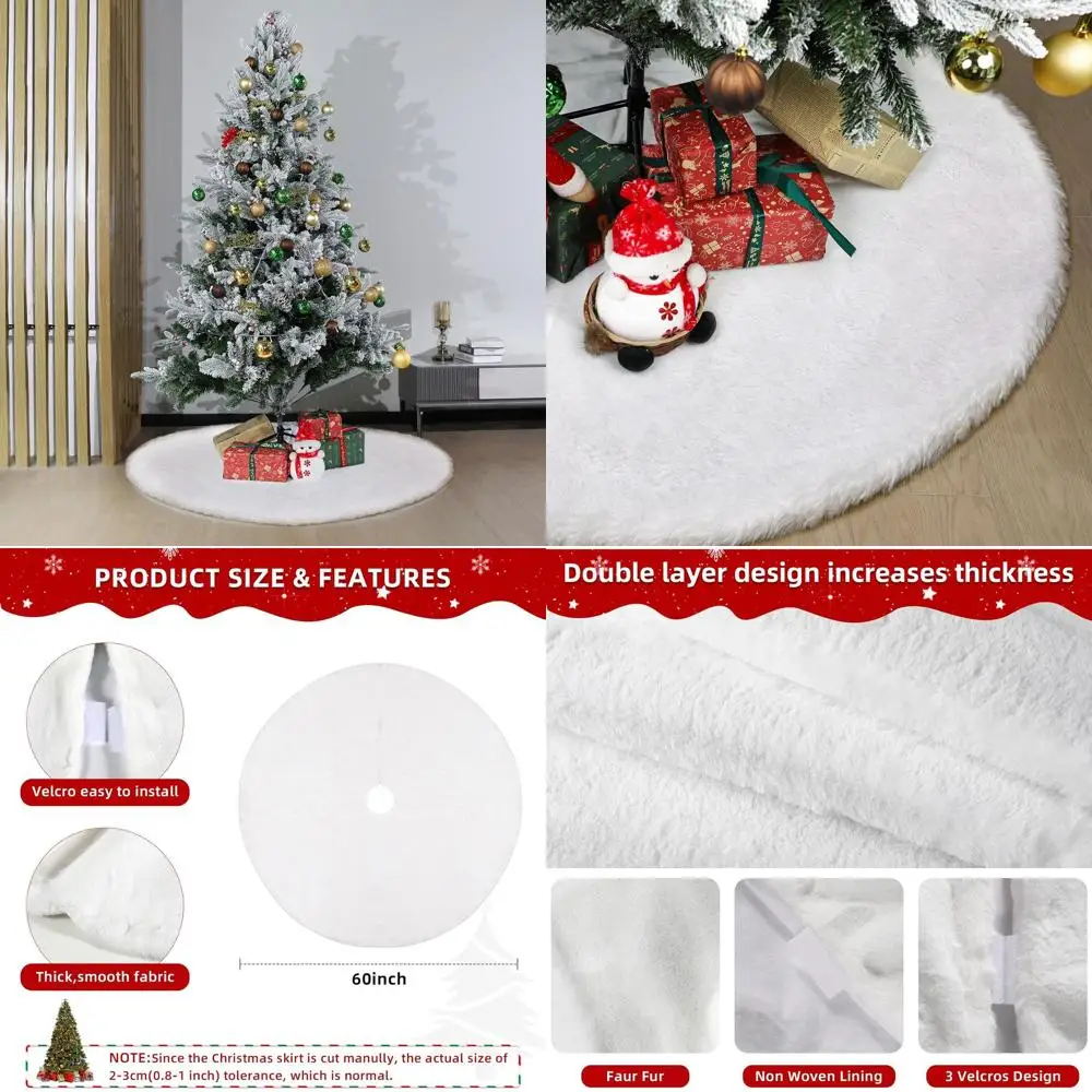 

60 Белая плюшевая юбка в виде рождественской елки из искусственного меха — очень большая толстая для праздничного декора