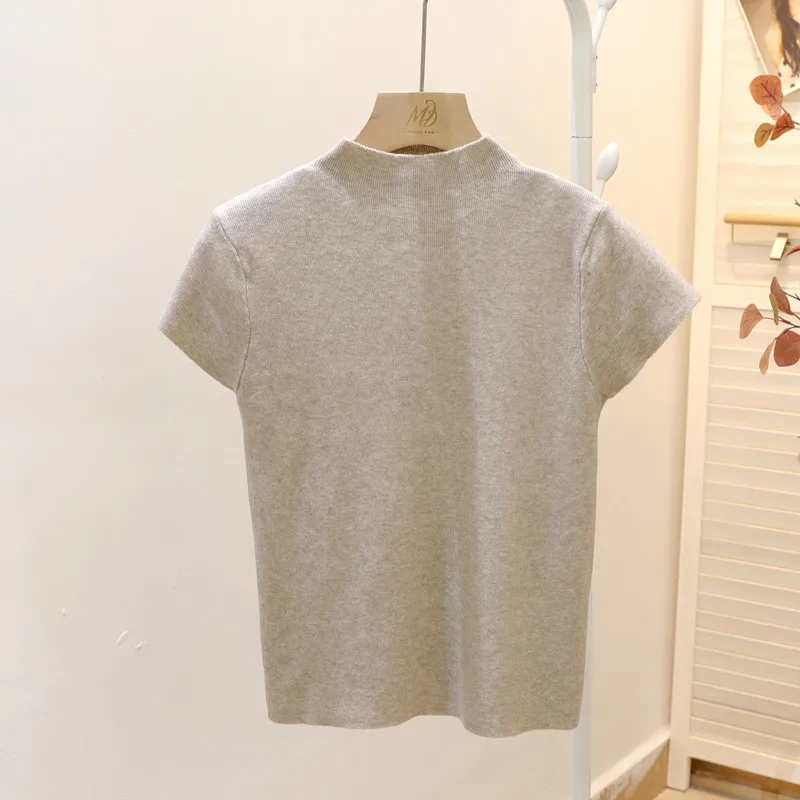 Woman Clothing Short Sleeve T-shirt Slim Fit Tops Female O-Neck Knitted Sheath Tee Shirt Street Wear Sex Sporty 2026 Y2K New image 5