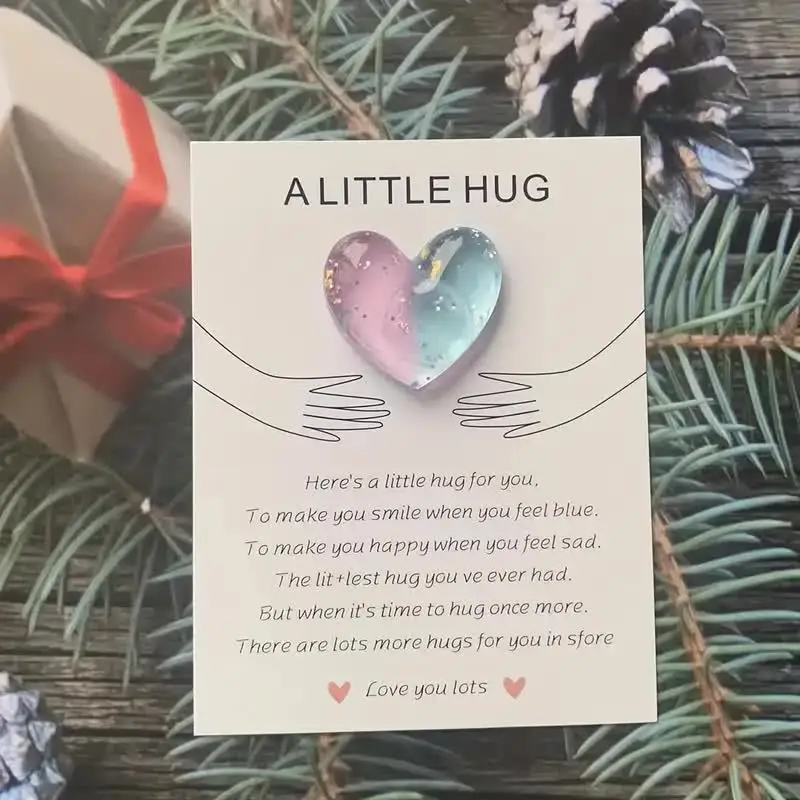 Romántico abrazo de bolsillo de corazón de Resina: tarjeta de felicitación sorprendente, perfecta para fomentar ocasiones especiales, perfecta para