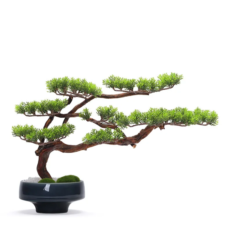 

New Chinese-style simulated welcome pine bonsai maple leaf hotel clubhouse soft home decoration ornament