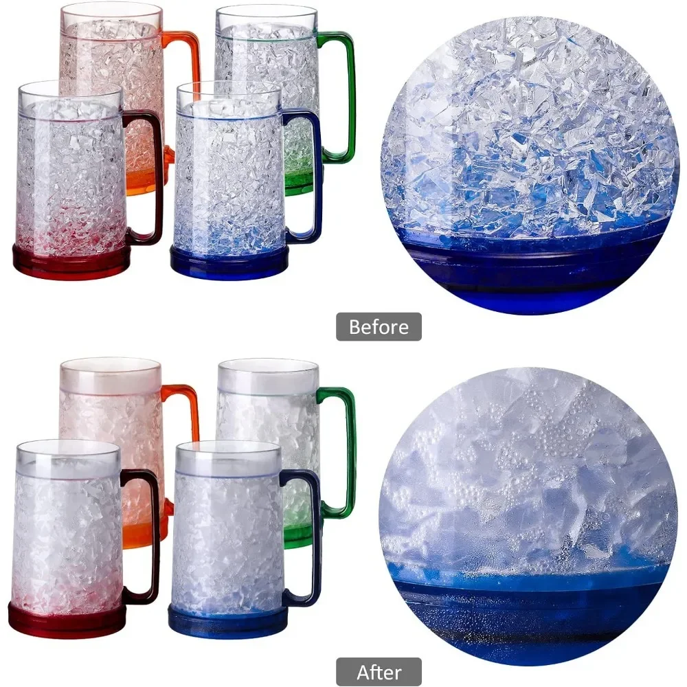 Tasses à glace conviviale rées à double paroi pour congélateur, chope à bière avec Foy, verres à whisky transparents pour bar, fêtes en plein air, outil de tasse à vin