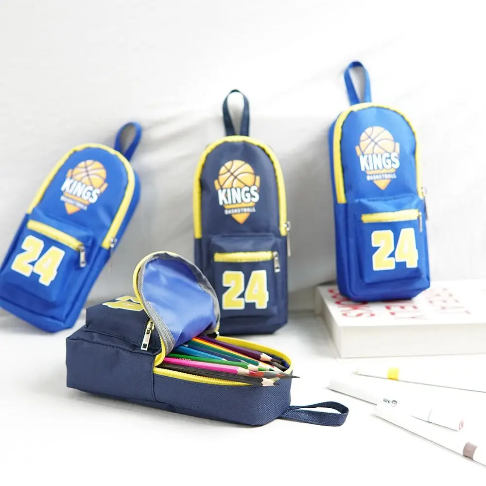 New Large Capacity Pen Storage Bag School Supplies Stationery Pencil Case Basketball Double Layer Pencil Box Boy Students