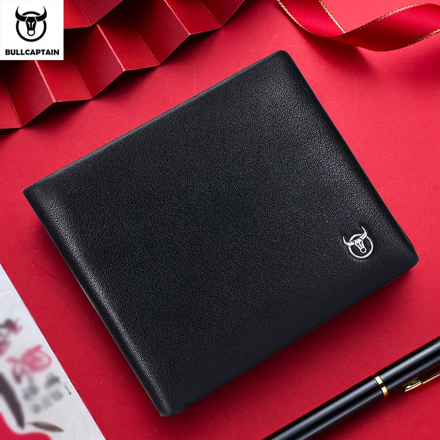 

BULLCAPTAIN визитница из воловьей кожи, двойной кошелек из натуральной кожи, зажим для денег, мужской повседневный кошелек, мужской подарок на Рождество