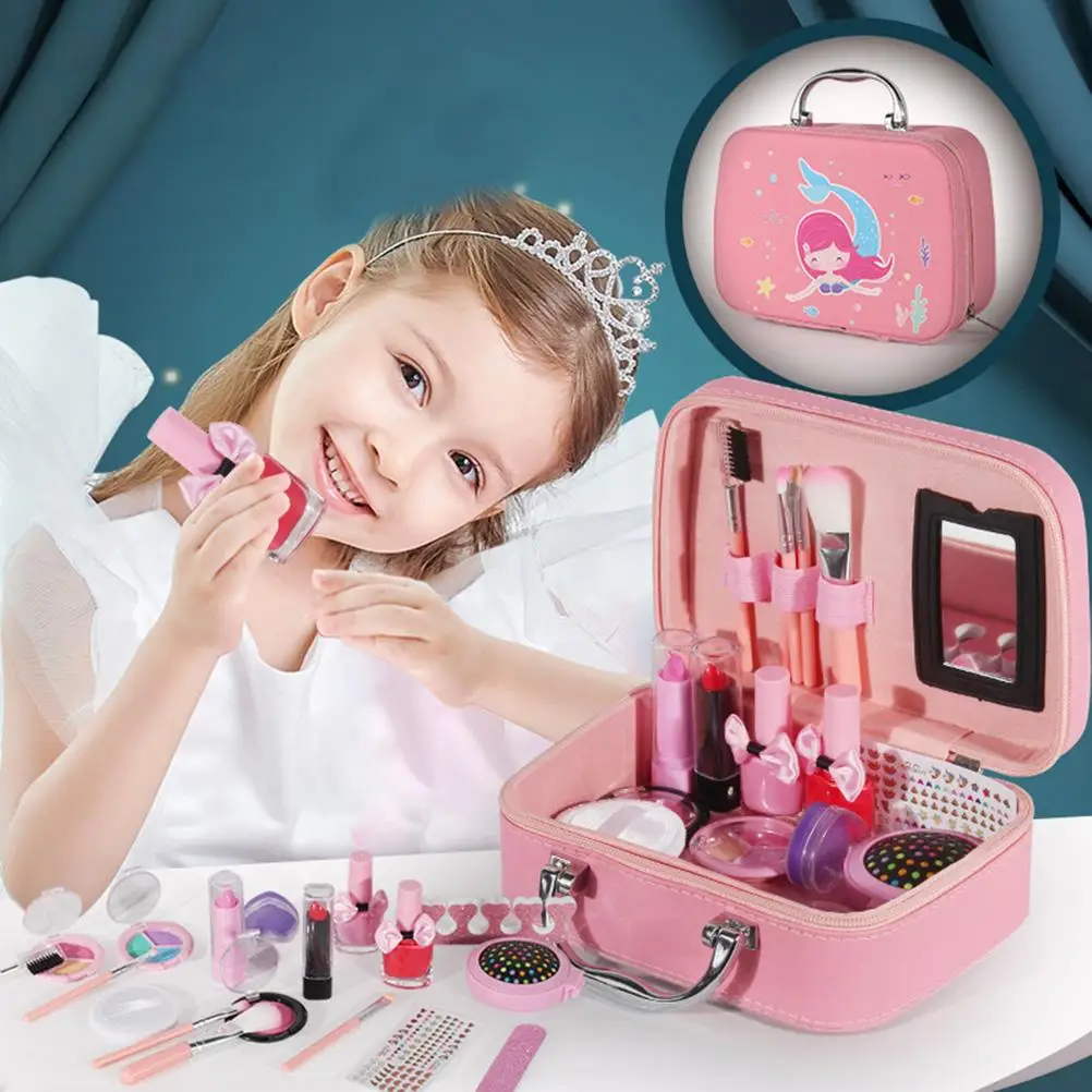 Children Makeup Set Girls Play House Cosmetic Simulation Toys Lipstick Nail Polish Makeup Handbag Educational Toys Birthday Gift