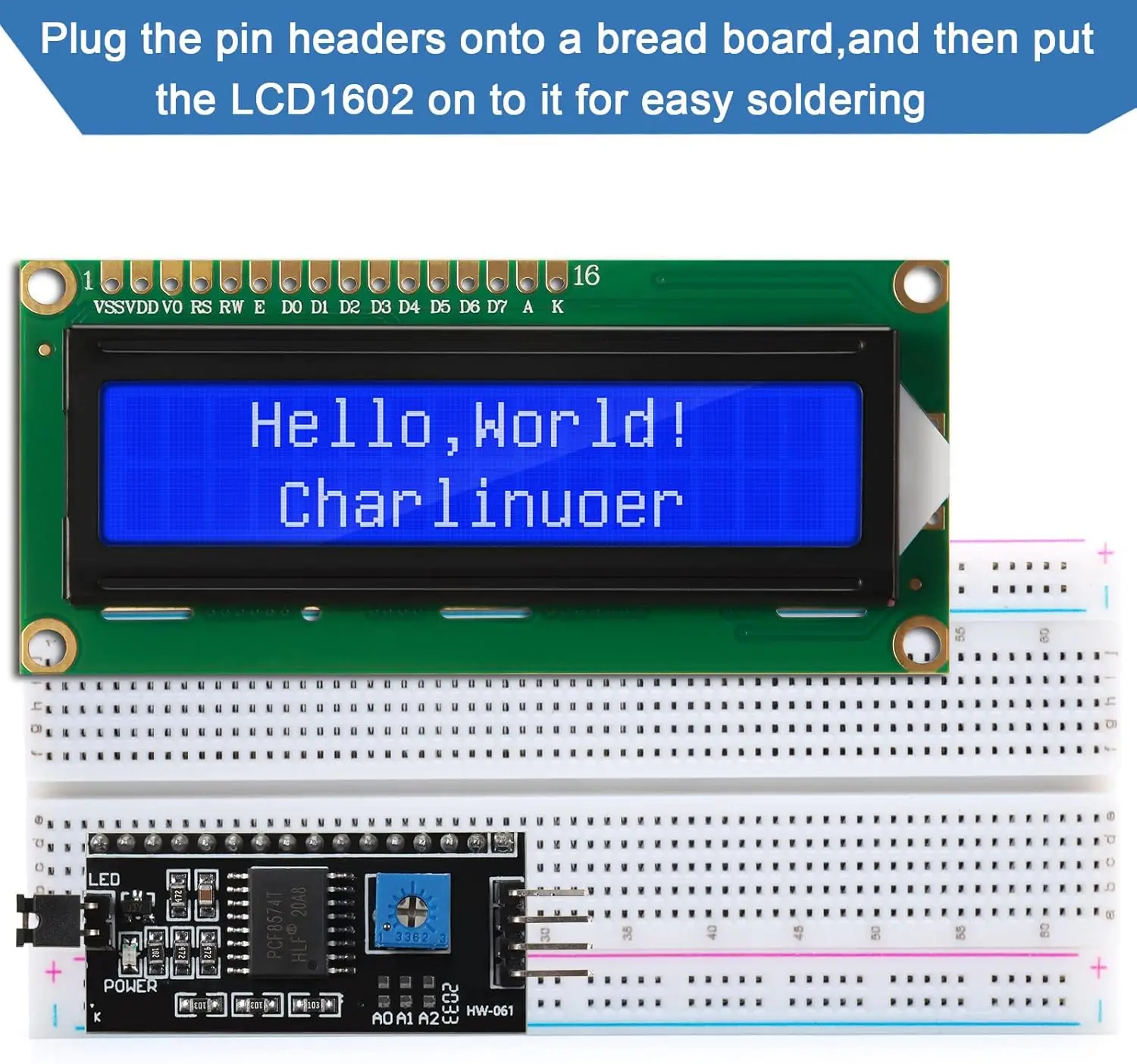 1 Set de Módulo LCD 1602 20*4 Pantalla Azul I2C IIC con Cable Dupont de 10 Pines Macho a Hembra para Arduino Raspberry Pi