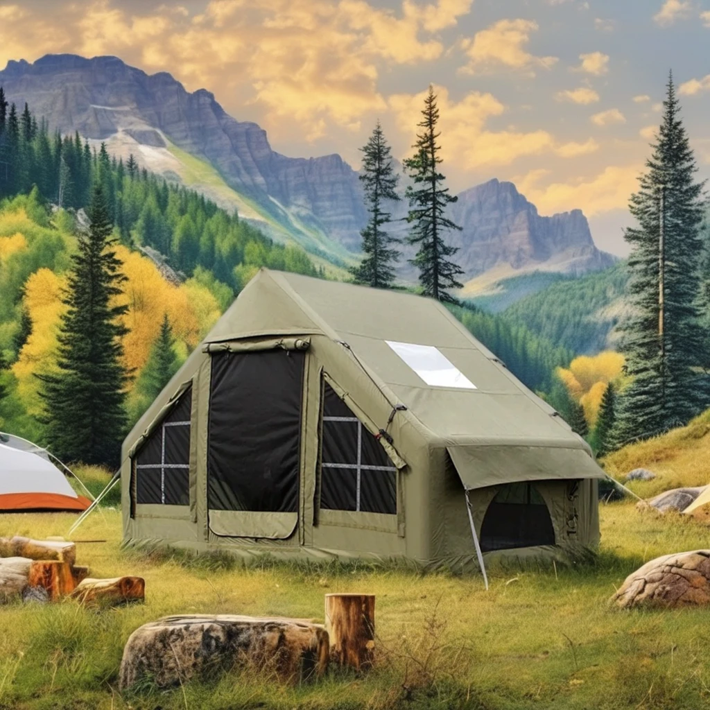 

Easy Set up Green Inflatable House Tent Portable Oxford Camping Tent Waterproof Air Tent for Sale and Party Use