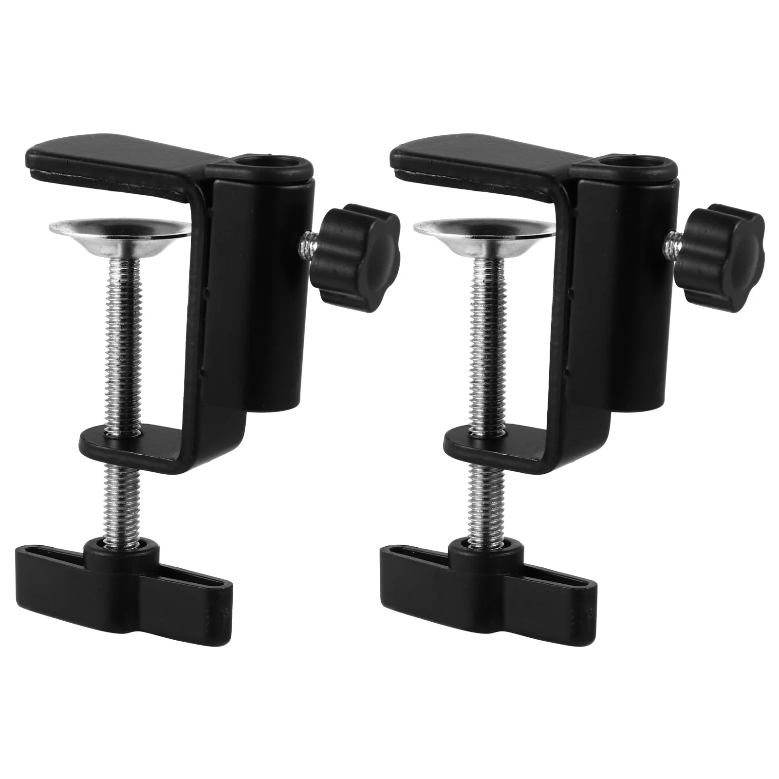 

2Pcs Metal Base Microphone Stand Heavy Duty Mic Mount Clamp Desk Shaped Table HolderBracket Protective Screw