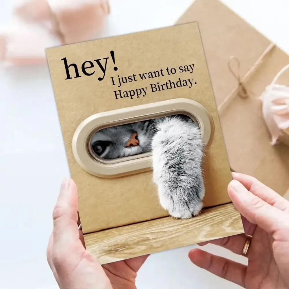 

Kitty Paw Design Happy Birthday Card Creative Includes Envelope Cat Greeting Card Cartoon Patterned Unique