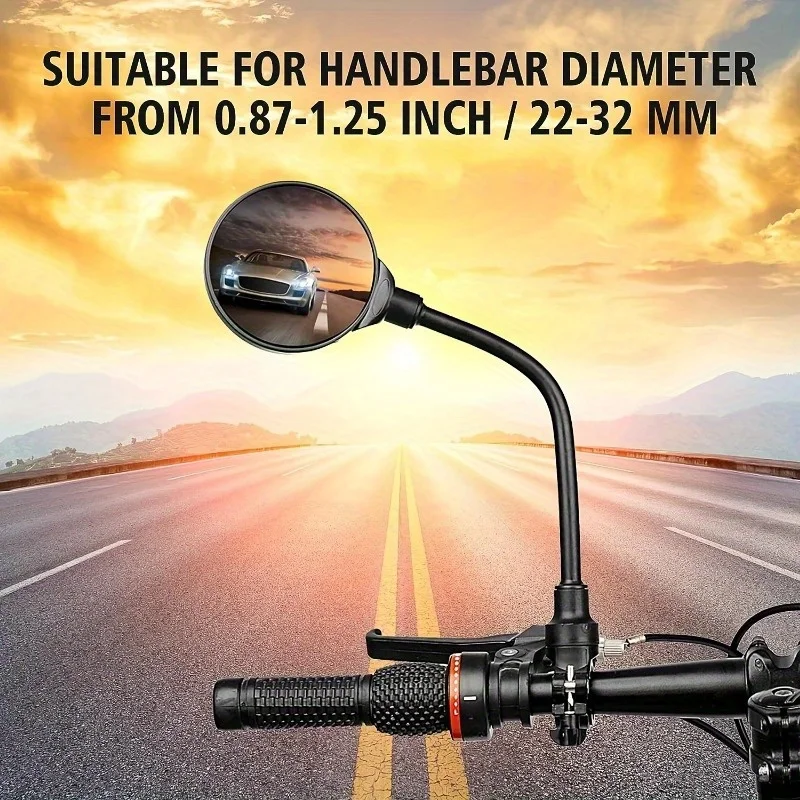 

1Pc Bike Mirror Bike Handlebar Rearview Mirror Rotatable and Adjustable Wide Angle Rear View Shockproof Convex Mirror Universal