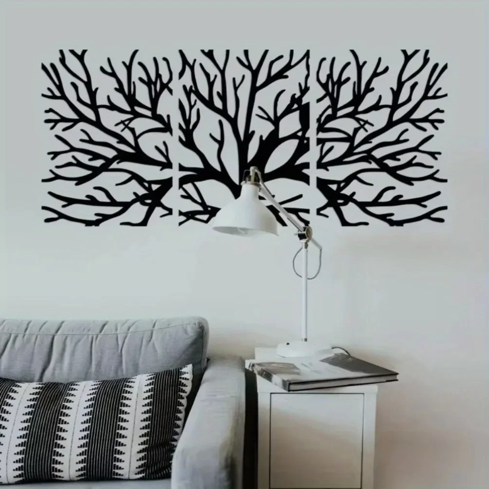 Iron Tree of Life Wall Art, Black Metal Retro Decor for Living Room, Rustic Hanging Sculpture, Home Boho Ornament Gift