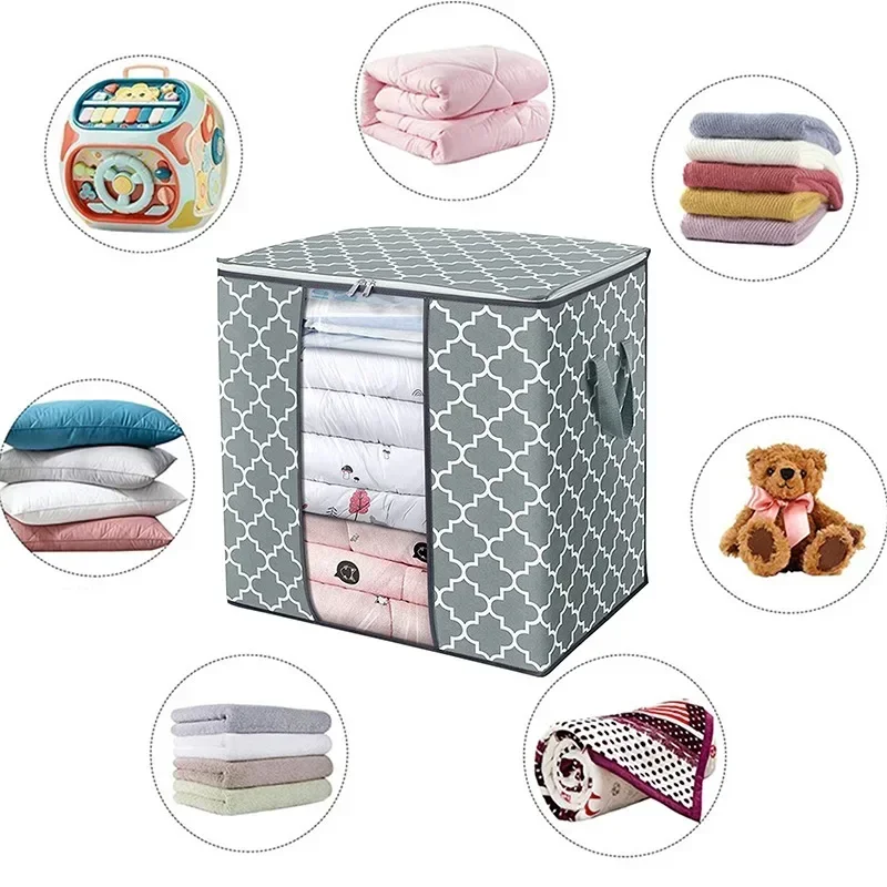 Foldable Quilt Storage Container Bag Box Storage Box Portable Clothes Organizer Tidy Pouch Suitcase Non-woven Home Storage Box