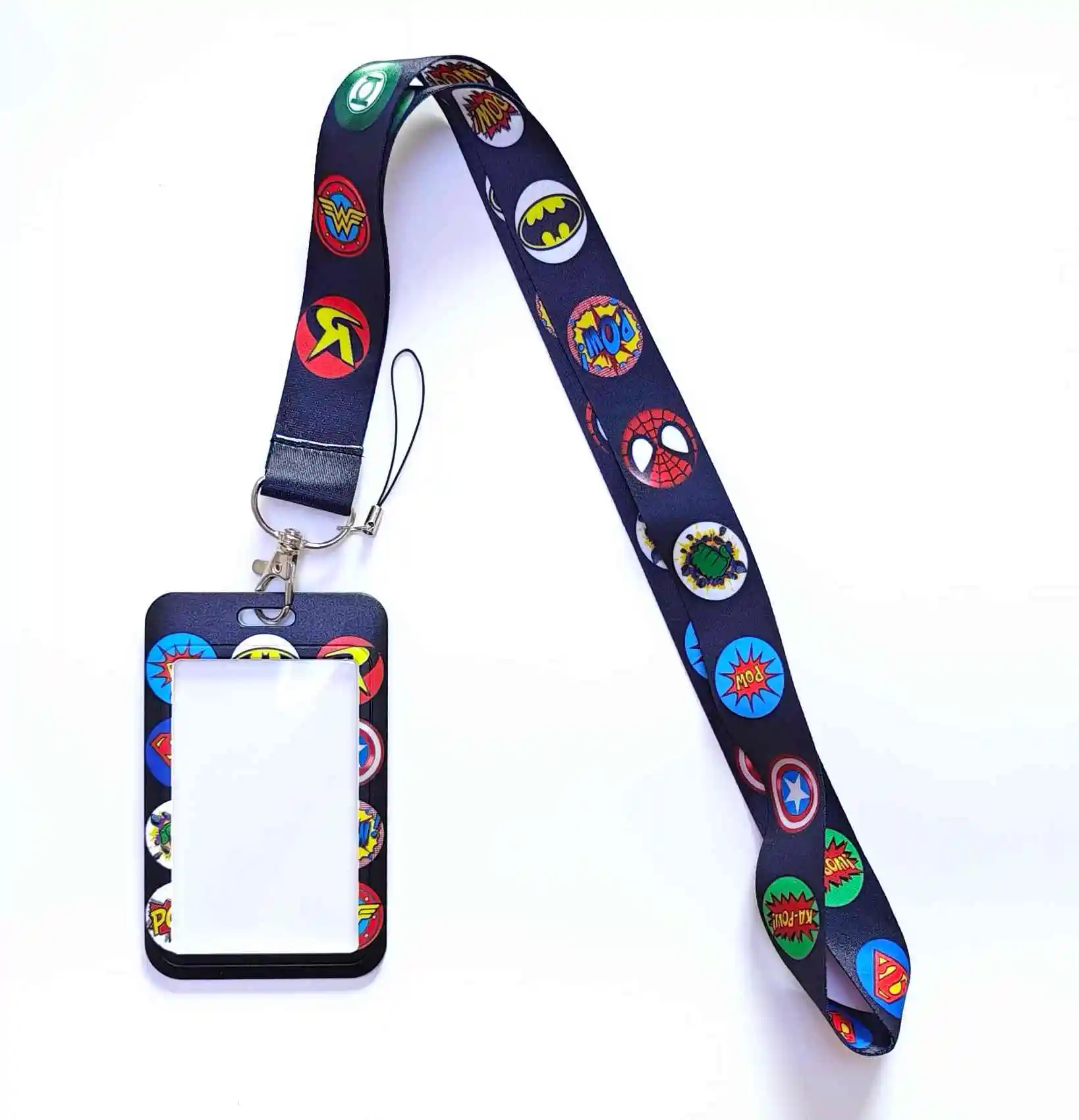 POP MART DC Batman Superman PVC Card Cover Student Campus Hanging Neck Bag Card Holder Lanyard ID Card Holders key chain