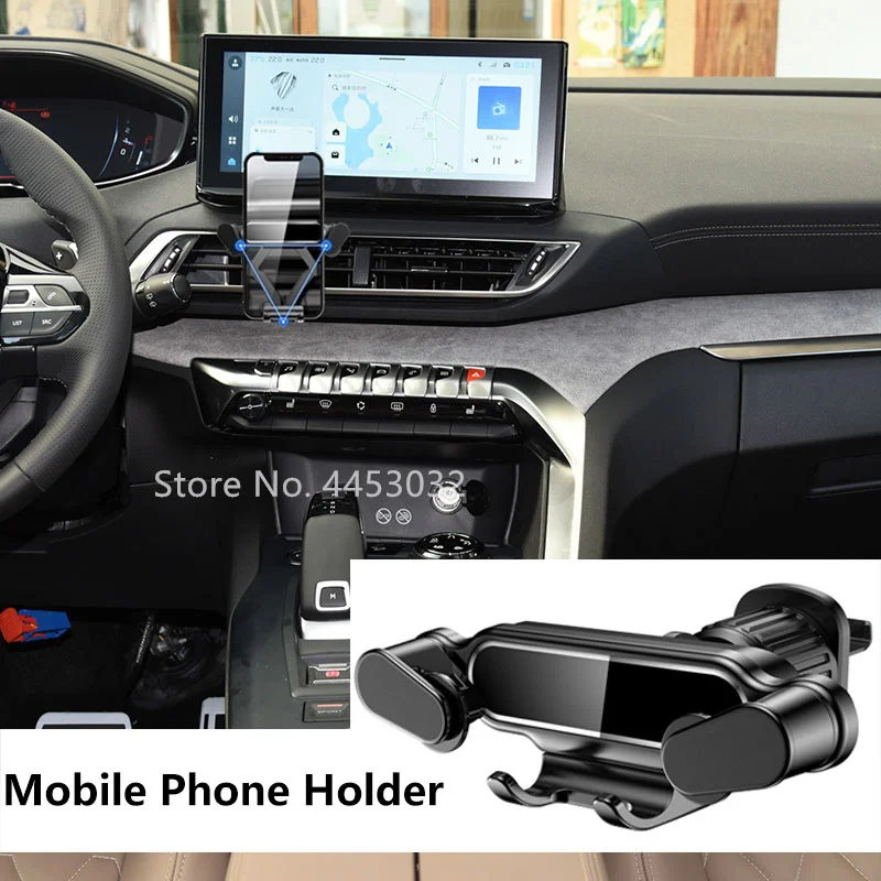 重力自動車電話ホルダーのためのプジョー4008 5008 308 2008 3008 207換気口携帯携帯電話スタンドgpsアクセサリー