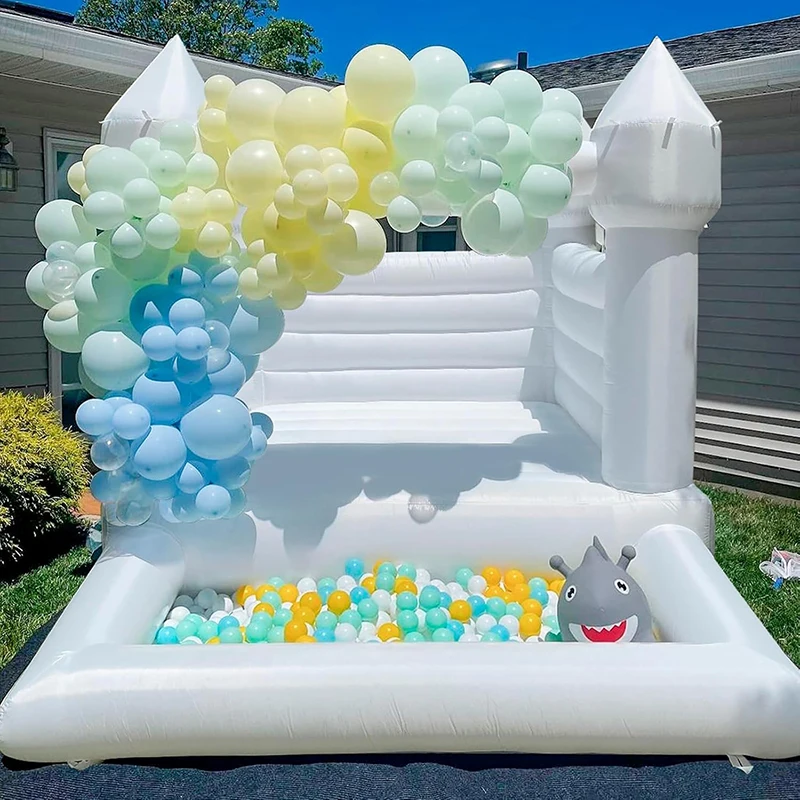 Oxford White Inflatable Bouncy Castles House Jumping Castle With Ball Pit Kids Birthday Gift Outdoor Children Party Game Event