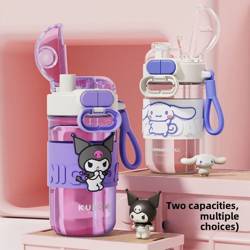

Официально лицензированная пластиковая чашка Sanrio для детей с героями мультфильмов — соломенная чашка с двойным напитком, милая кукла, дорожная кружка с всплывающей крышкой