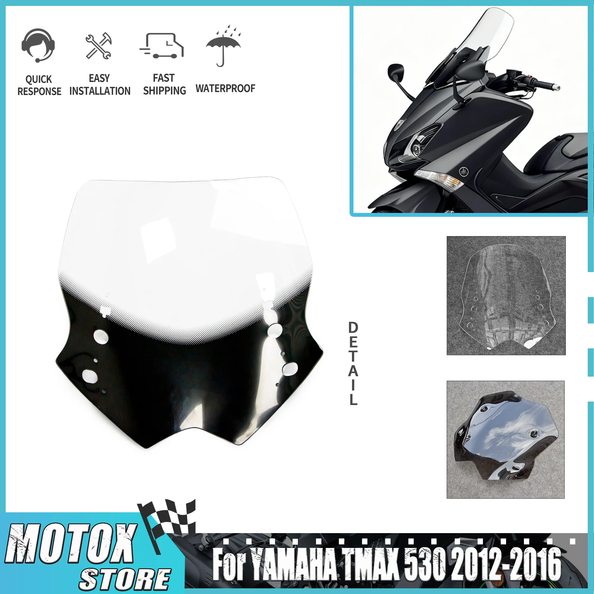 

For YAMAHA TMAX 530 Windscreen Windshield T-MAX530 TMAX530 2012 2013 2014 2015 2016 Winddeflector Extension Spoiler Deflector