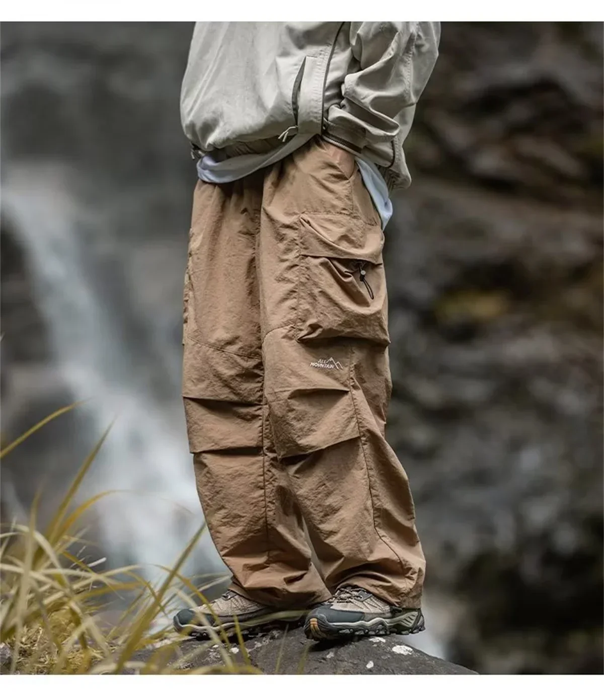 Herren-Hose mit offenem Schritt, verstecktem Reißverschluss, mehreren Taschen, Kordelzug, im Safari-Stil, für Outdoor-Aktivitäten, mit leicht verstecktem Reißverschluss, Schrittloshose. – Detail 4