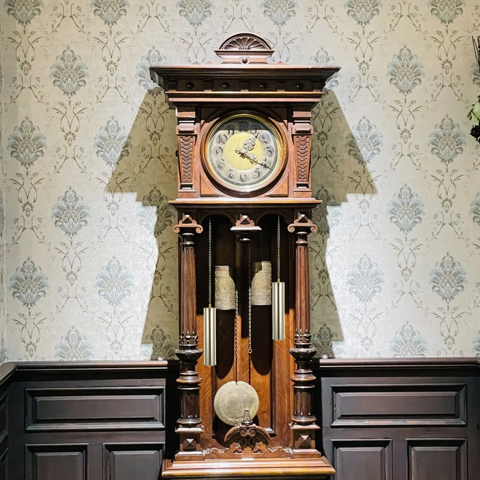 

1Set Grandfather Clock Decorative Hammer Replacement Metal Chain Weight Hollow Floral Pattern Wall Clock Mechanism DIY Supplies