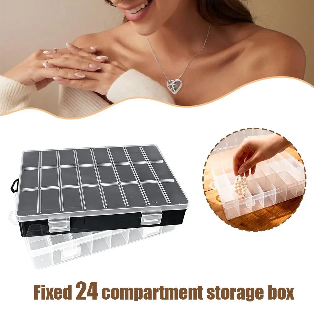 24 Compartment Plastic Storage Box Container Craft Bead Jewelry Organizer Small Items Adjustable Dividers Fishing Tackle