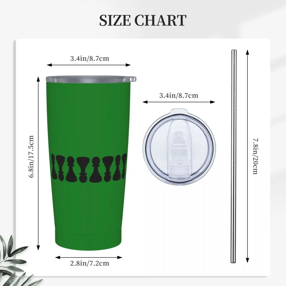 Chess Pieces On Board Chessboard Stainless Steel Tumbler Vacuum Insulated Mug Thermal Cold Cups Straw With Lid 20oz