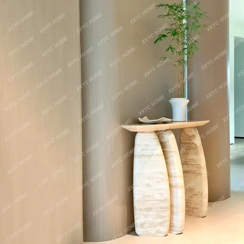 LNatural Travertine Entrance Platform Surprise Silence Medieval Marble Table Stone Entrance Case Stone