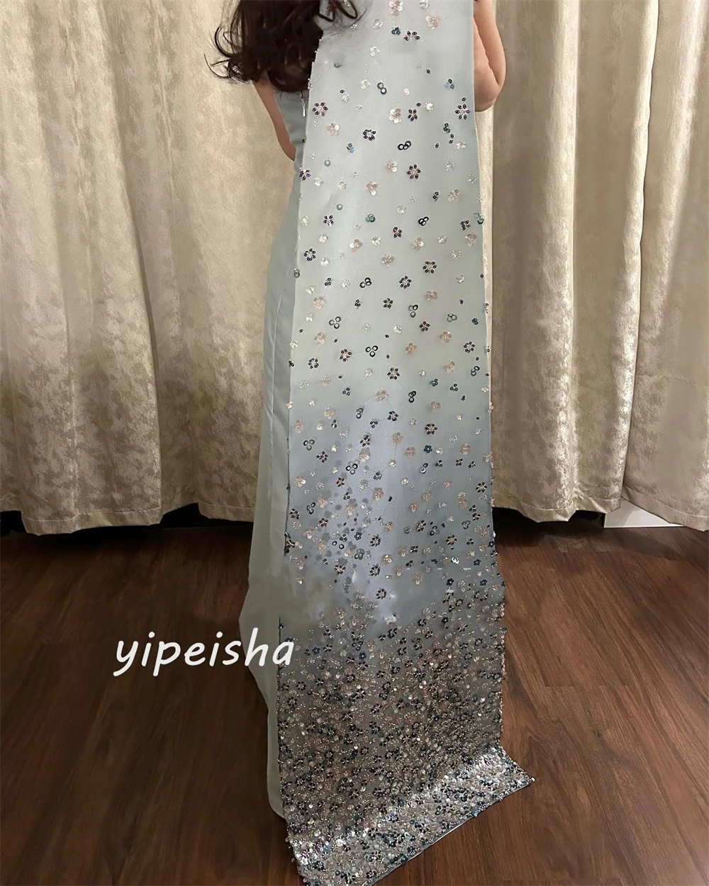 Jiayigong  Satin Draped Sequined Birthday A-line One-shoulder Bespoke Occasion Gown Midi Dresses Saudi Arabia Evening