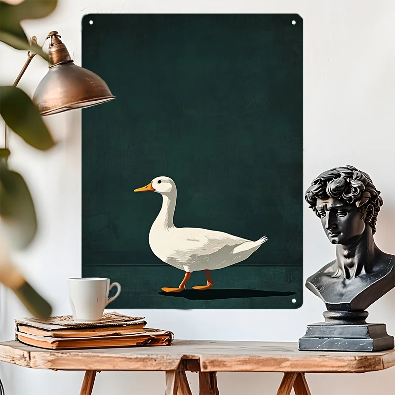 CIFBUY Vintage White Duck Metal Plaque Waterproof Aluminum Wall Art 8x12 Inch Durable Farmhouse Kitchen Office Cafe Home Decor