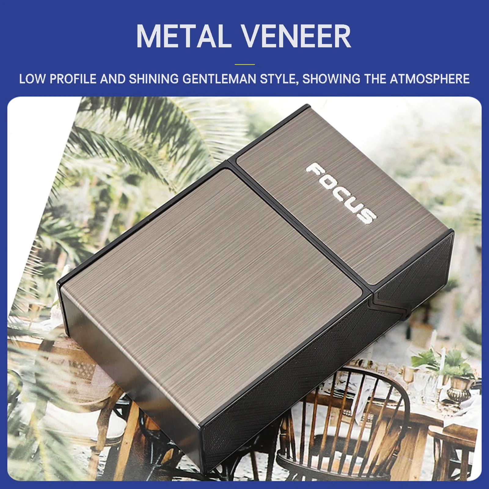 1Pc Light Aluminum Cigar Cigarette Case Waterproof Tobacco Case Pocket Box Anti-wrinkle Aluminum Alloy 20 Sticks Cigarette Box