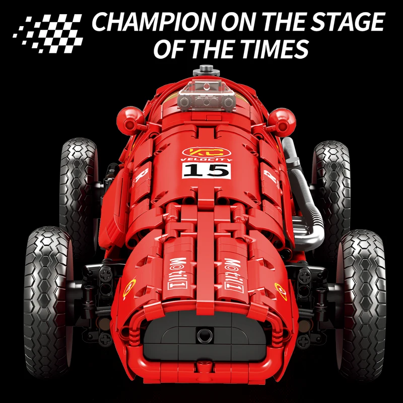 FR500 Retro fórmula coche de carreras bloques de construcción tecnología maquinaria MOC modelo de montaje de coche deportivo soporte para teléfono regalo creativo