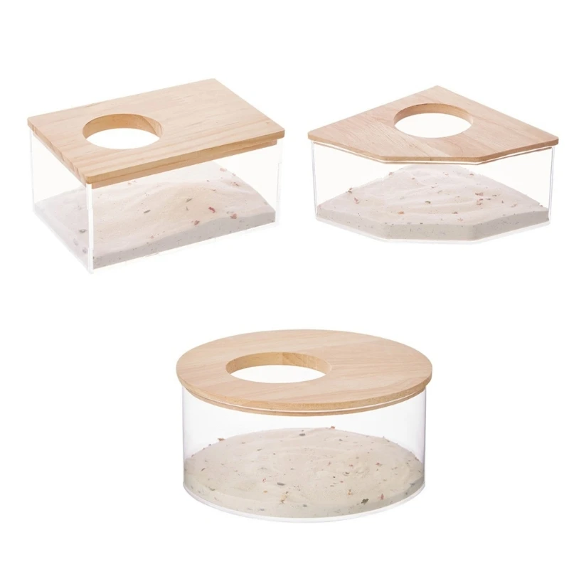 Hamster Clear Bathroom Acrylic Dry Bath Container Sauna Sand Litter Box for Junior Chipmunk Mice Gerbil Easy to Clean