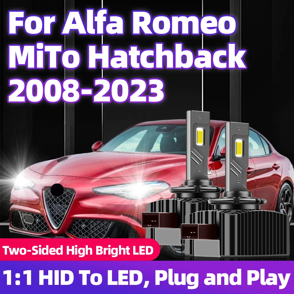 For Alfa Romeo MiTo Hatchback 2008 2009 2010 2011 2012 2013-2023 Super Brightness 30000LM Car Headlights D1S HID to LED Lamp 12V