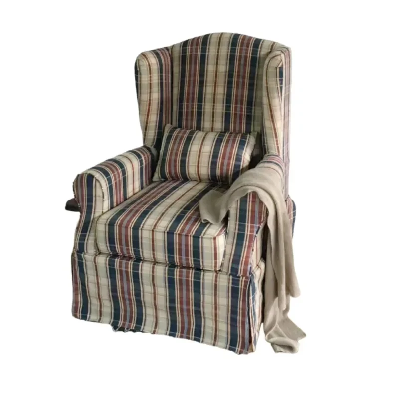 

French retro style bed and breakfast fabric sofa small apartment living room bedroom pastoral, people stripe, chair