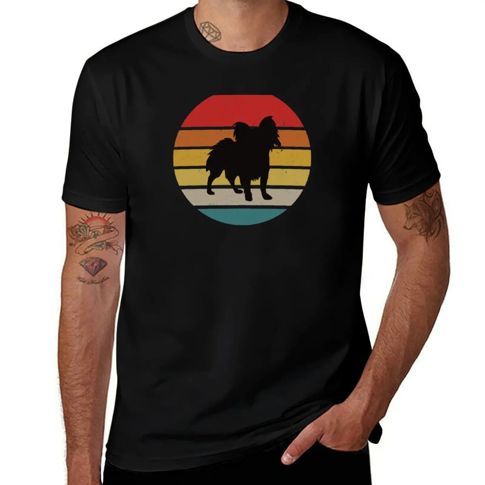 vintage papillon dog T-Shirt Athletic Quick Dry for Men T-Shirt